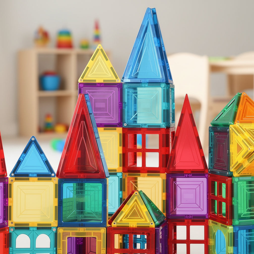 Magnetic Tiles Juego Magnético 52 Piezas – Bloques de Construcción Didácticos