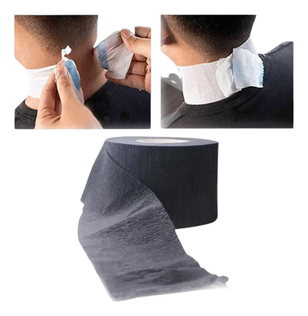 Combo 25 Pcs Papel Cuello Negro Insumo Barberia Cubre Cuello Negro