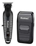Set Profesional Kemei: Trimmer Patillera KM-2293 + Rasuradora Shaver 1102