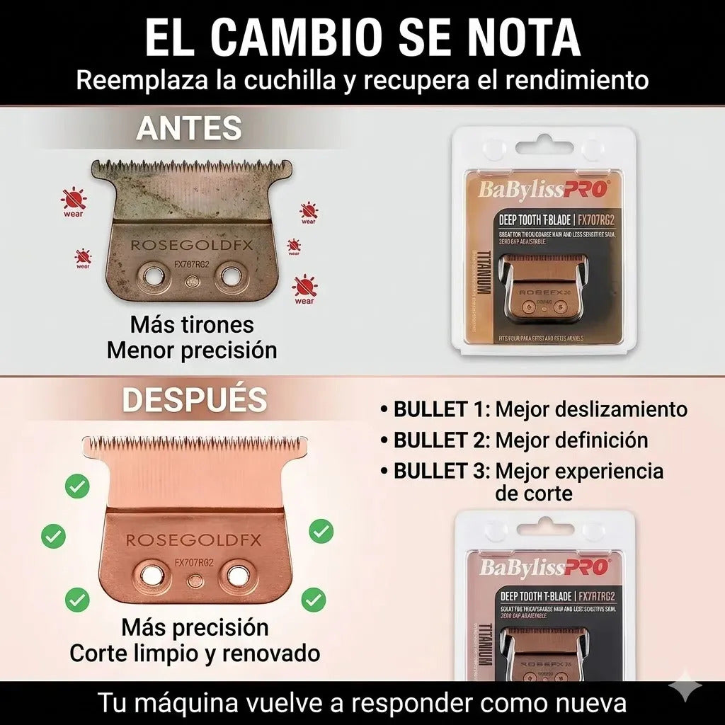 Repuesto Cuchilla Babyliss Pro Rose Gold Deep Tooth Fx707rg2
