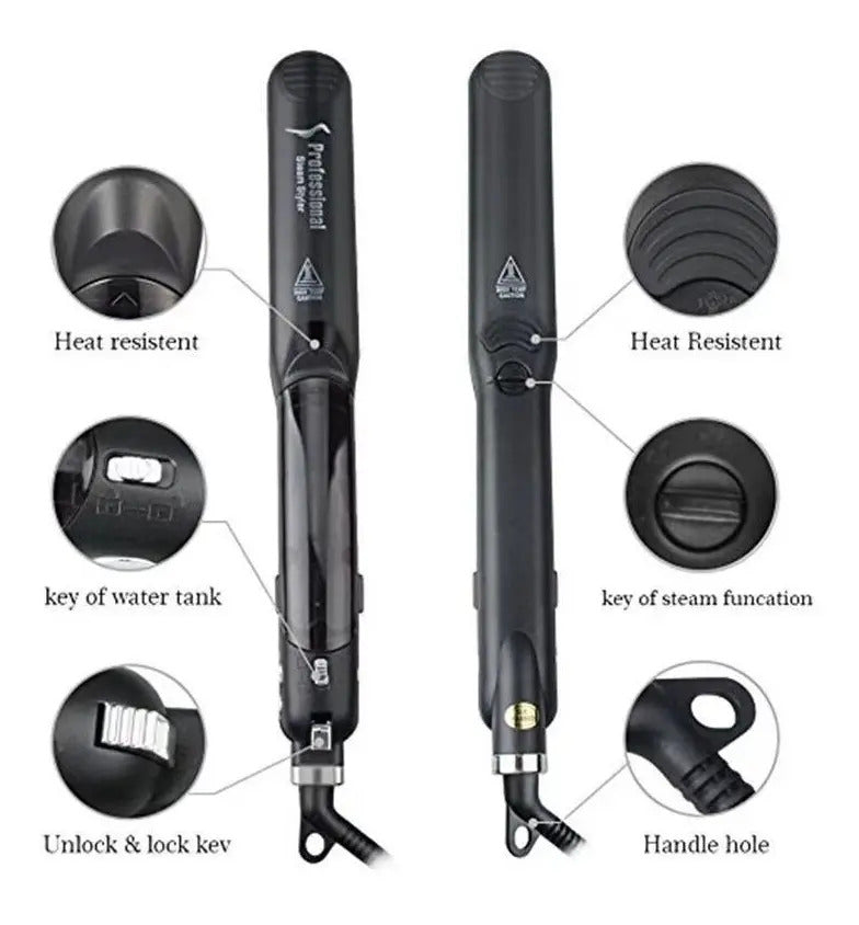 Plancha de Cabello Profesional a Vapor Air Salon - Cerámica 450°F Anti-Frizz
