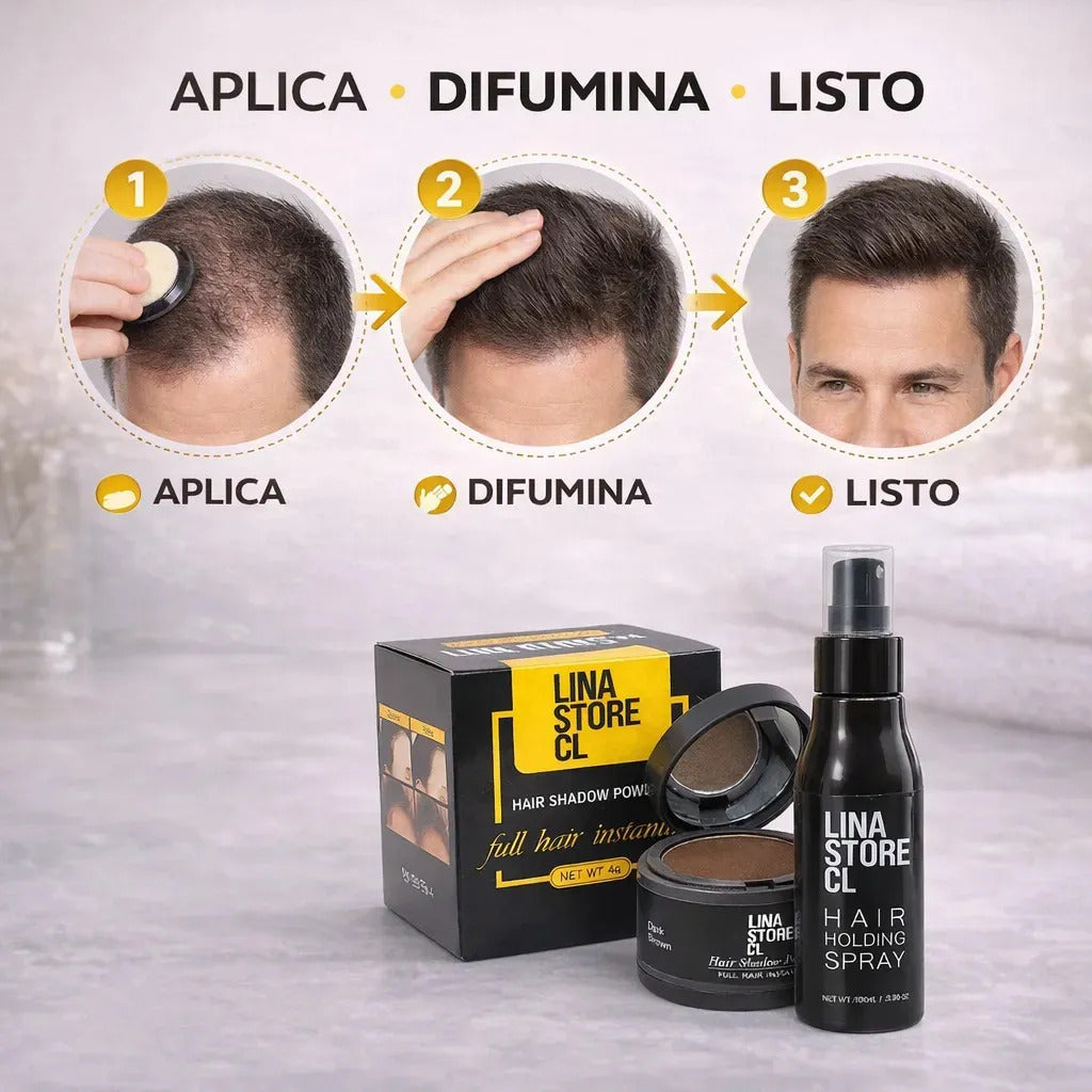 Polvo Capilar De Cabello Efecto Castaño + Fijadora Capilar