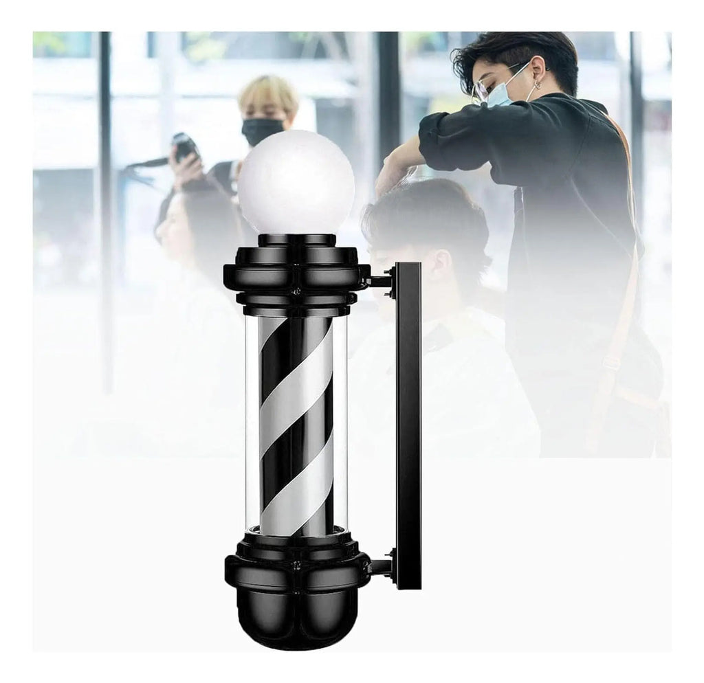 Poste de Barbería Profesional 88cm - Luz LED Giratoria Tricolor Clásica