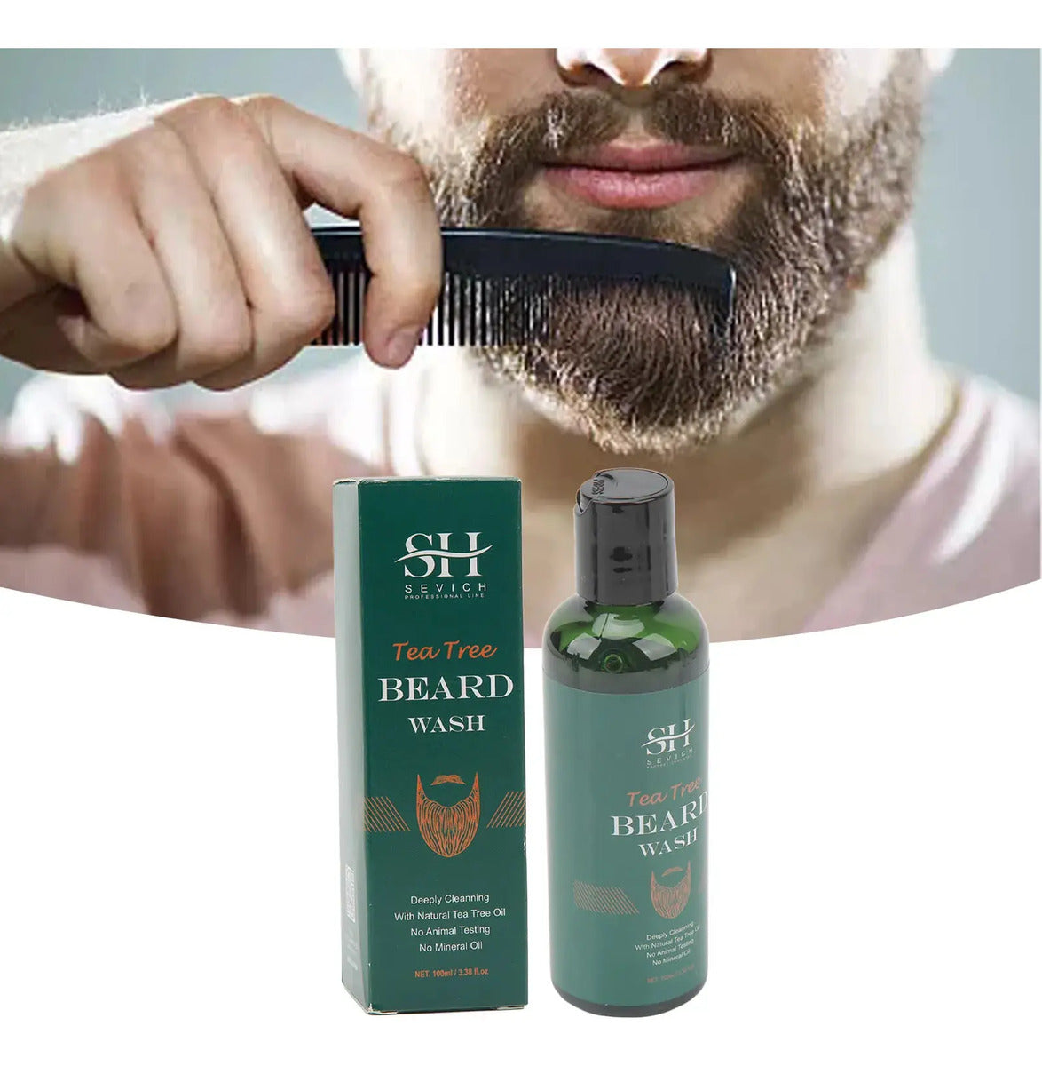 Kit de Cuidado de Barba Sevich: Shampoo + Aceite Hidratante + Bálsamo