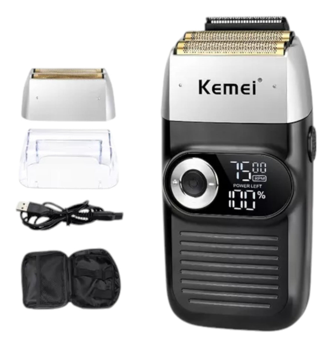 Kit Barbería Profesional Kemei: Clipper 1986 + Trimmer i32 + Shaver 2026 Gold