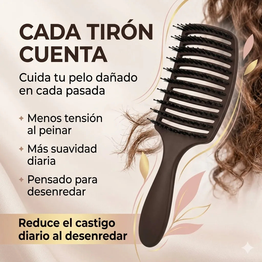 Cepillo  Cabello Rizado Desenreda Fácil Cerdas Negro
