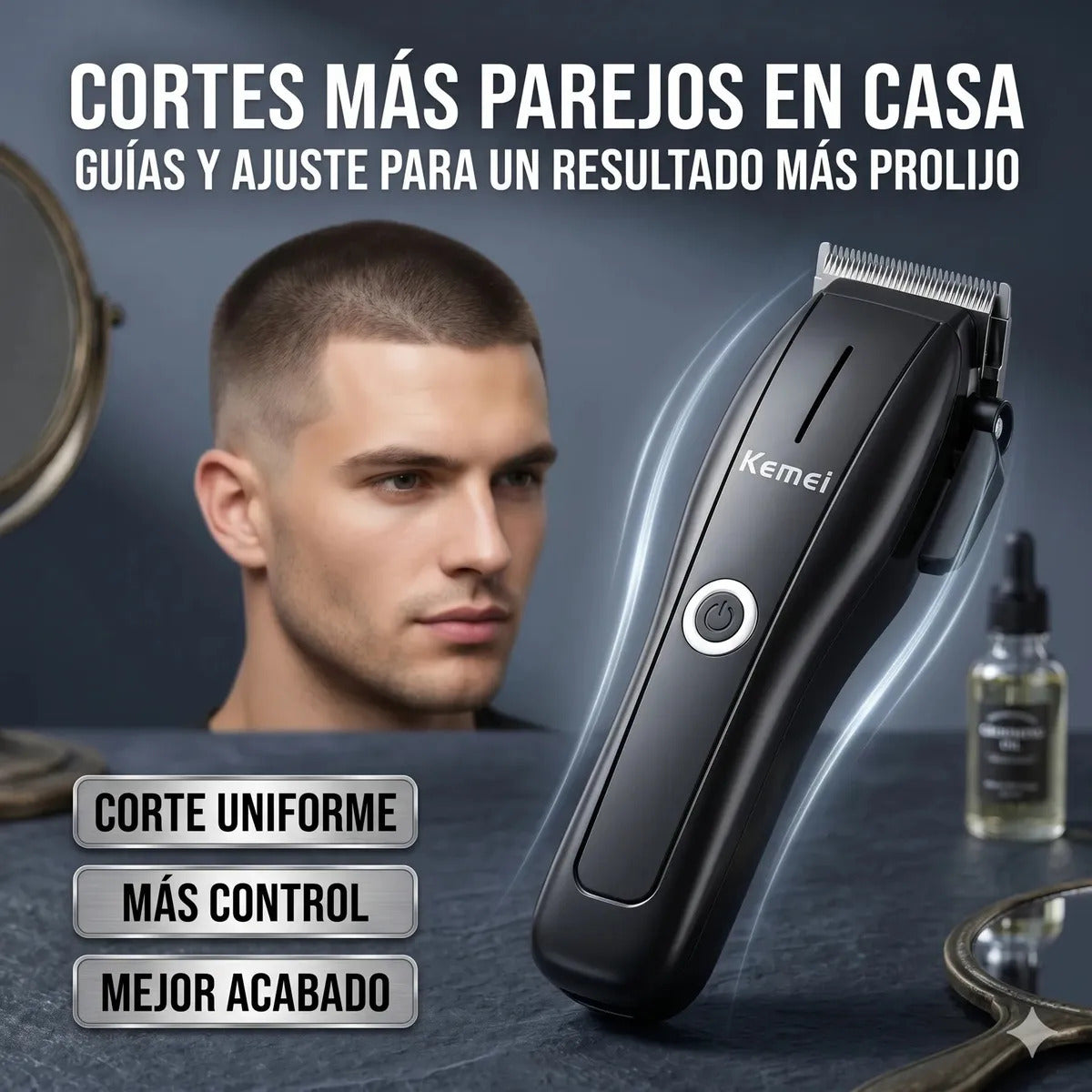 Maquina Corta Pelo Kemei 2286 Cortadora Cabello Negro Barber