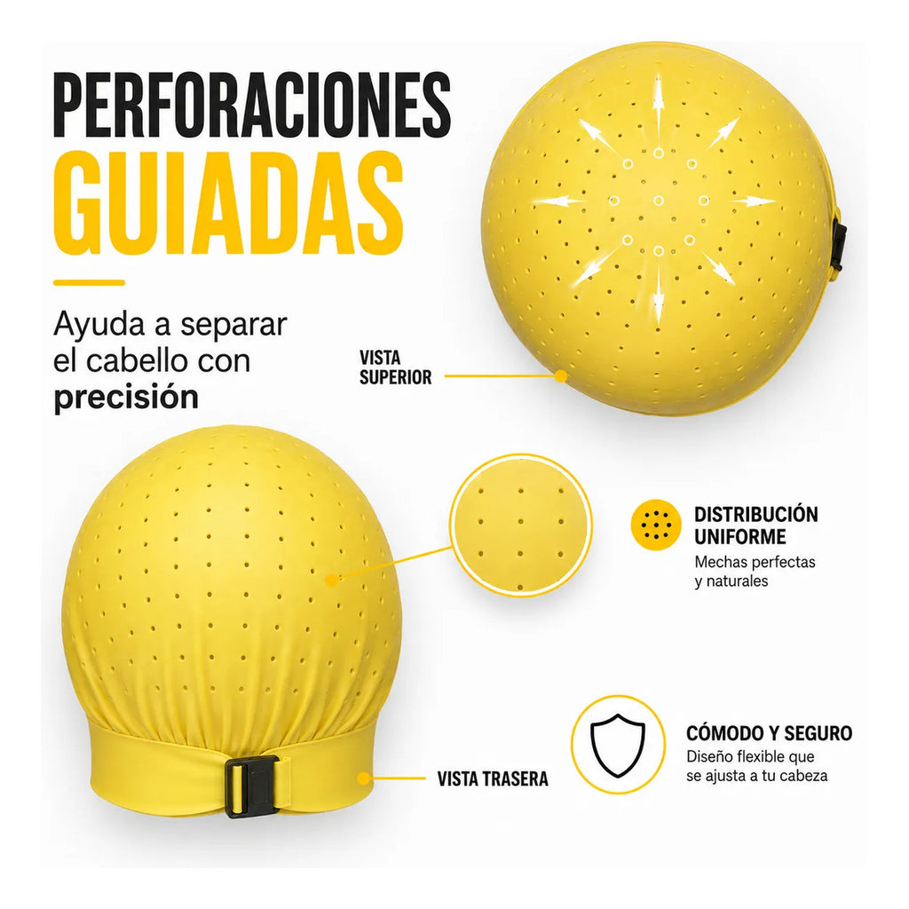 Gorro Mechas Profesional Silicona Flexible Ajustable