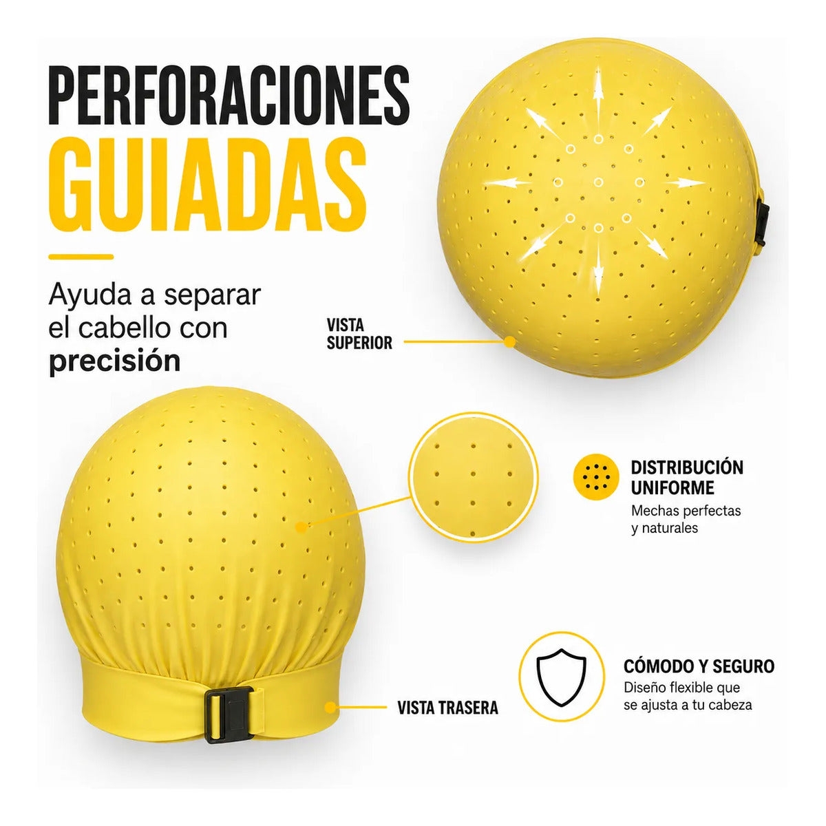 Gorro Mechas Profesional Silicona Flexible Ajustable