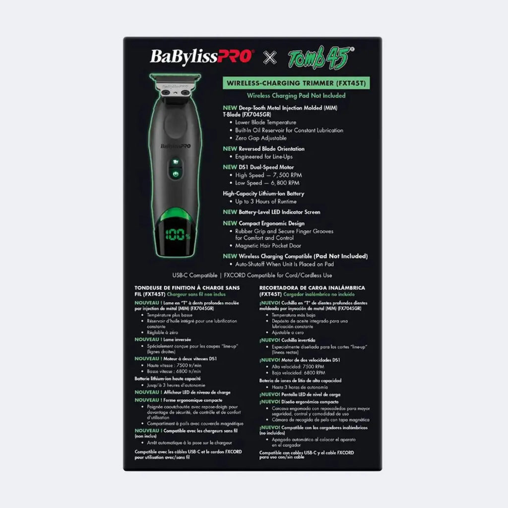 Trimmer Profesional BaBylissPRO x Tomb 45 Patillera Alta Precisión Barbería