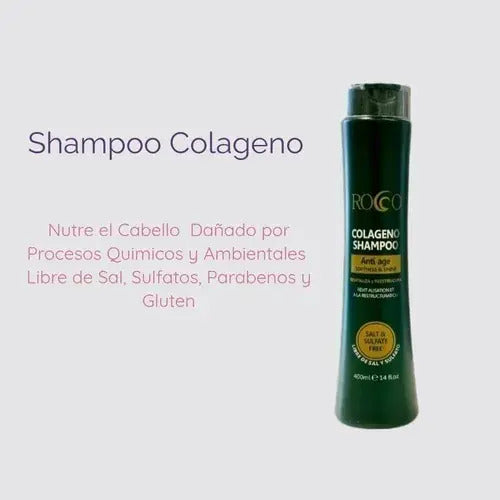 Shampoo Rocco Colágeno Sin Sal 400ml - Tratamiento Profesional Anticaída