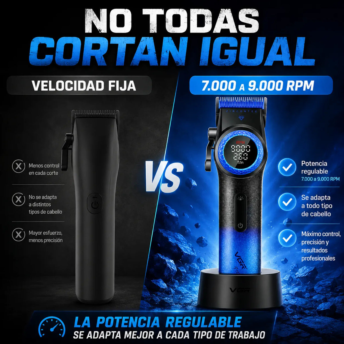 Cortapelos Profesional Vgr V-001 Potencia Regulable 9000 Rpm
