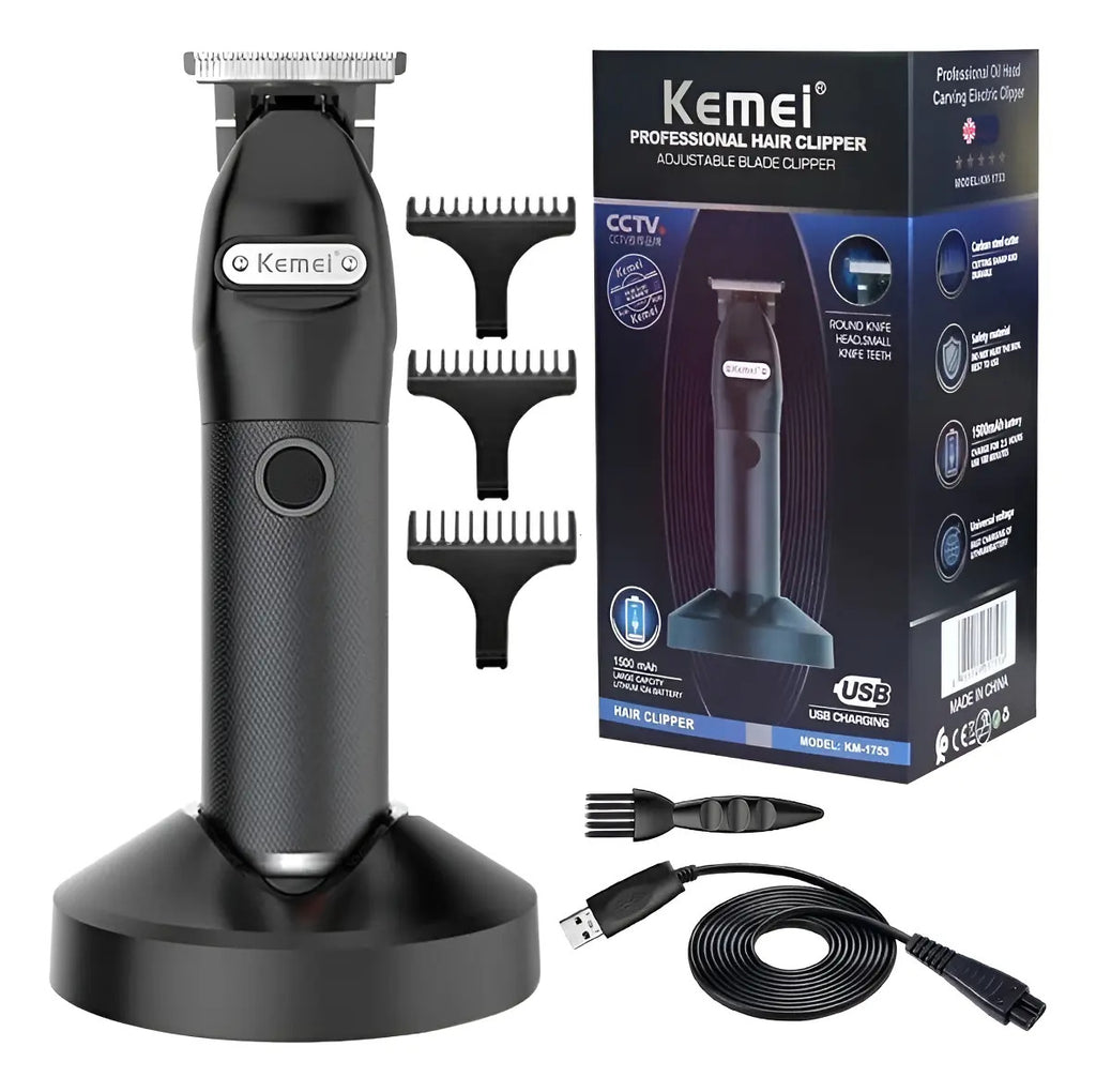 Trimmer Profesional Kemei KM-1753: Máquina Terminadora con Base de Carga