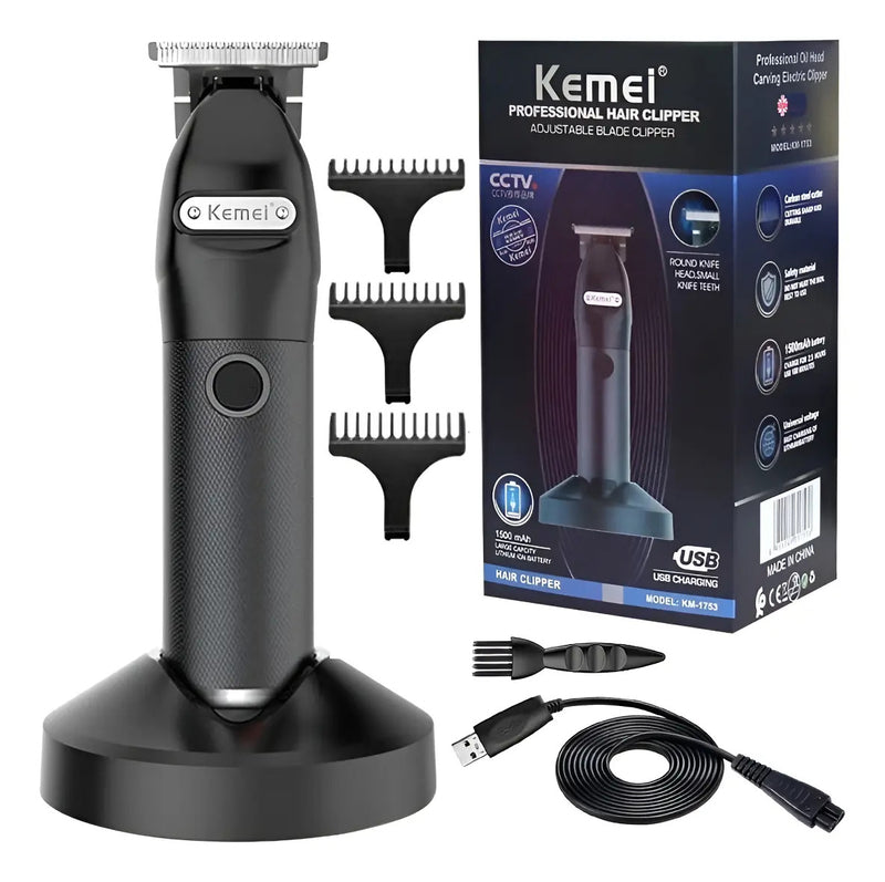 Trimmer Profesional Kemei KM-1753: Máquina Terminadora con Base de Carga