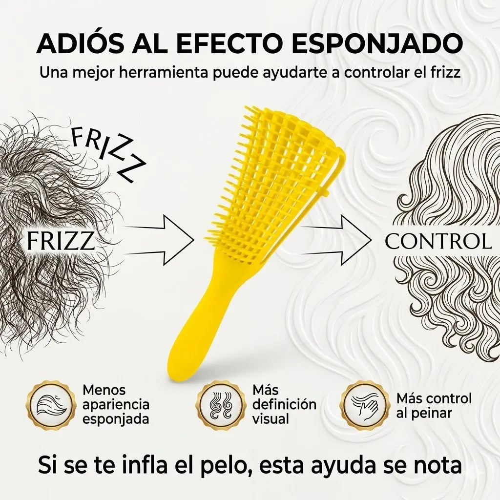 Cepillo Cabello Rizado Desenreda Fácil Rizos Amarillo