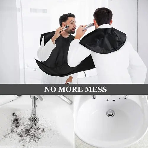 Capa Delantal para Afeitado de Barba con Sujeción al Espejo - Impermeable