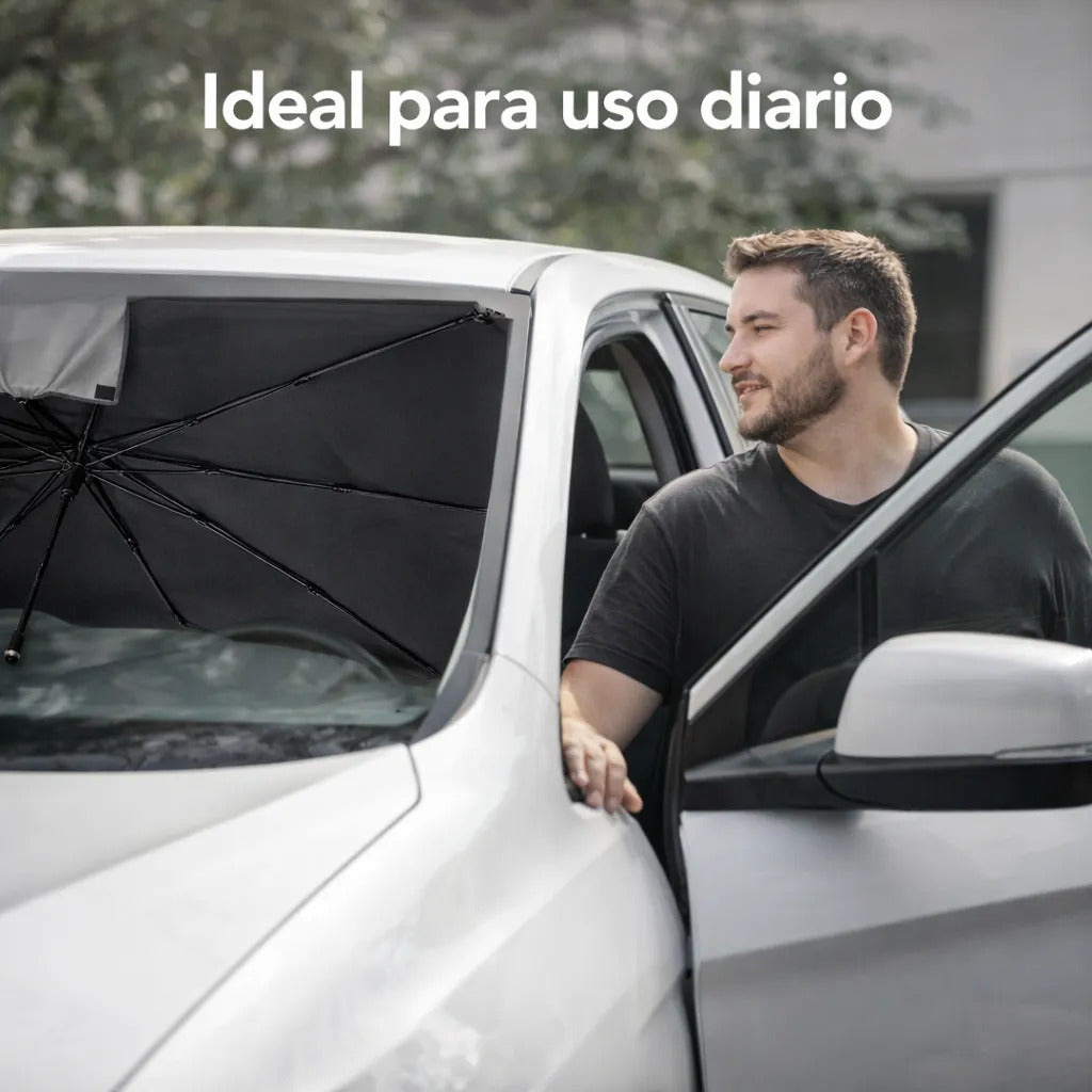 Tapa Sol Auto Tipo Sombrilla Cubre Parabrisa Plegable S