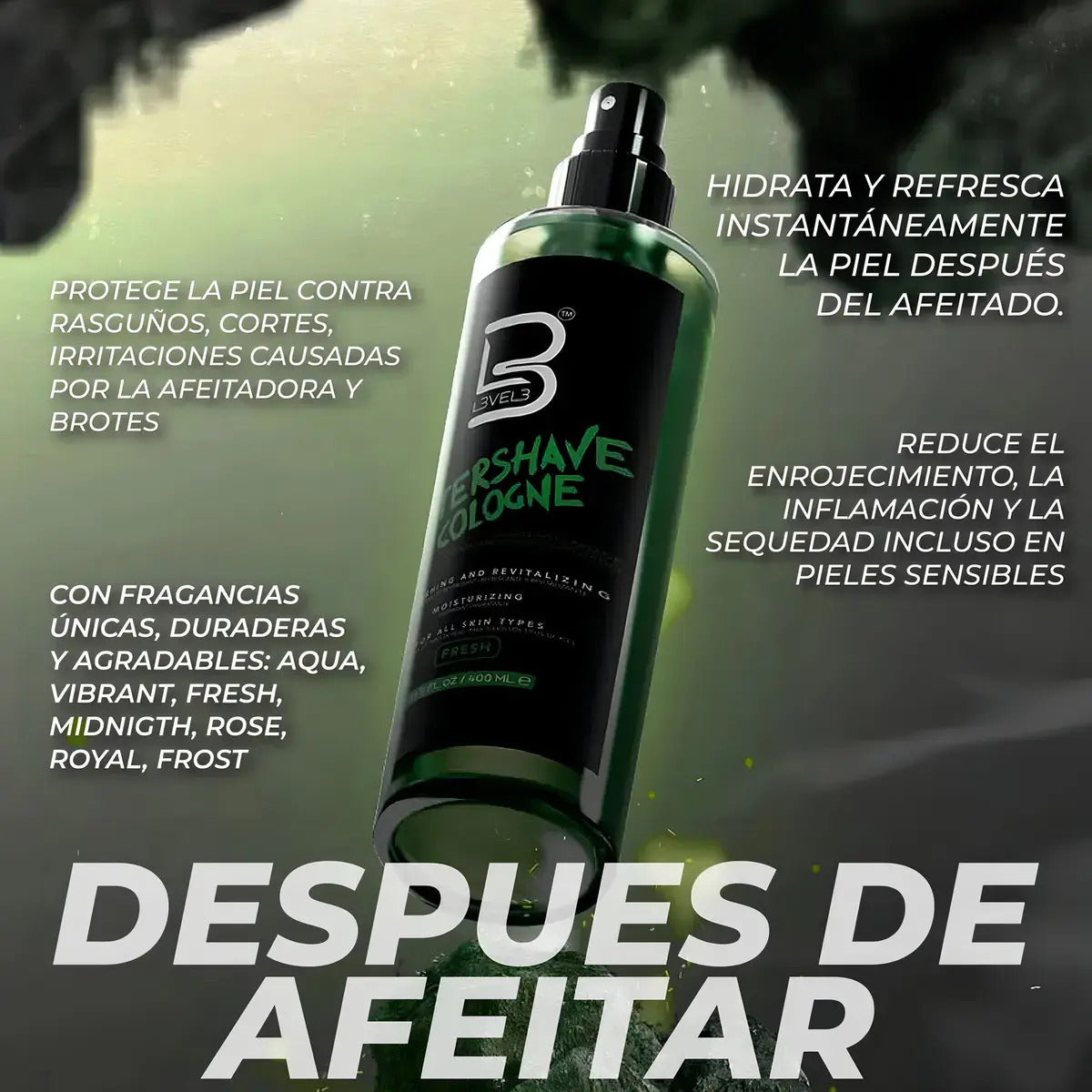 After Shave Colonia Aqua Level 3 - Loción Post Afeitado Profesional 400ml