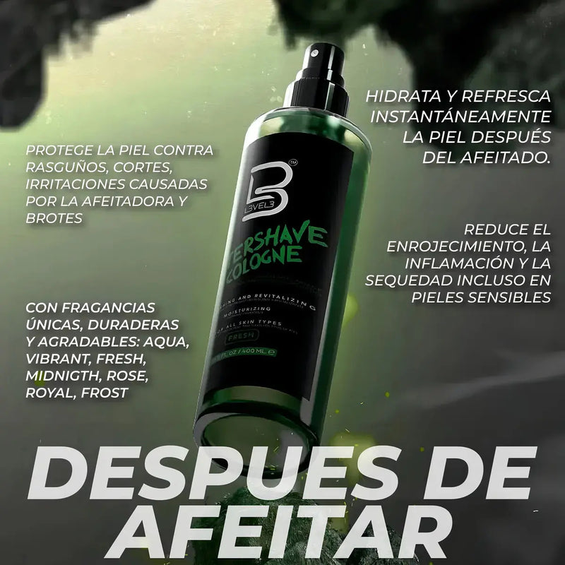 After Shave Colonia Aqua Level 3 - Loción Post Afeitado Profesional 400ml