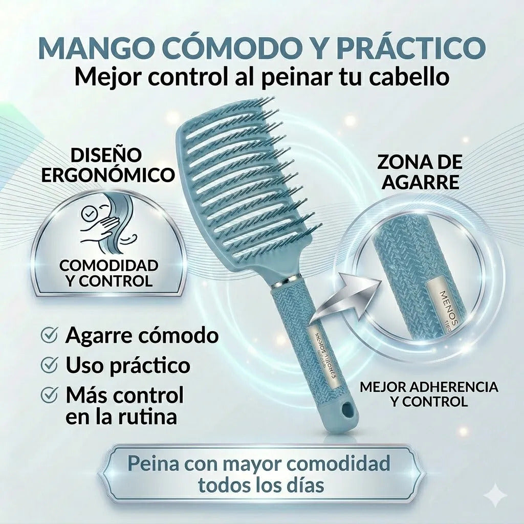 Cepillo  Cabello Rizado Desenreda Fácil Cerdas Azul