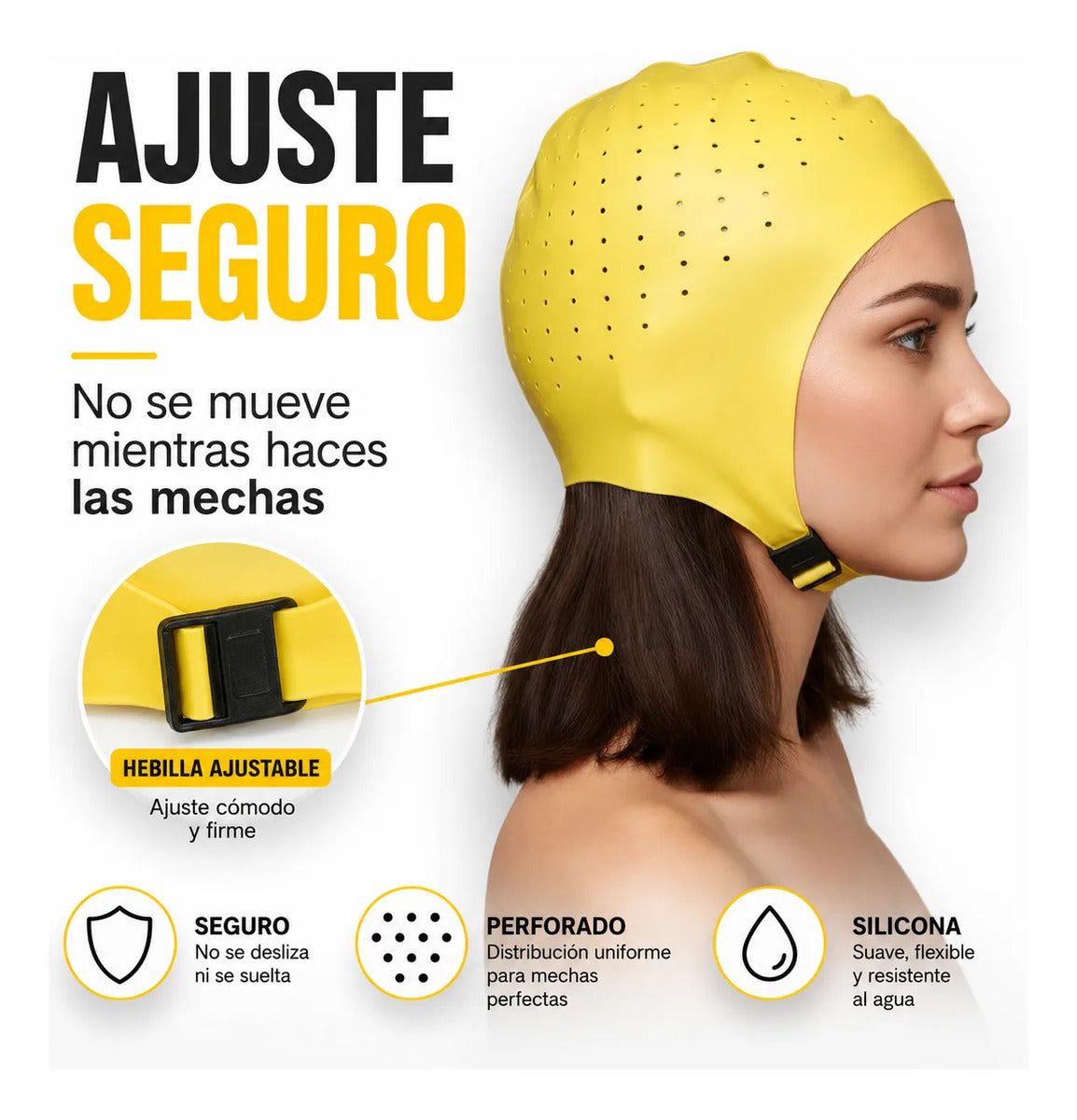 Gorro Mechas Profesional Silicona Flexible Ajustable