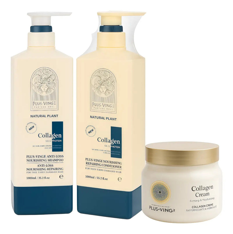Kit Plus-Vinge Collagen: Shampoo + Acondicionador 1L + Mascarilla 500ml