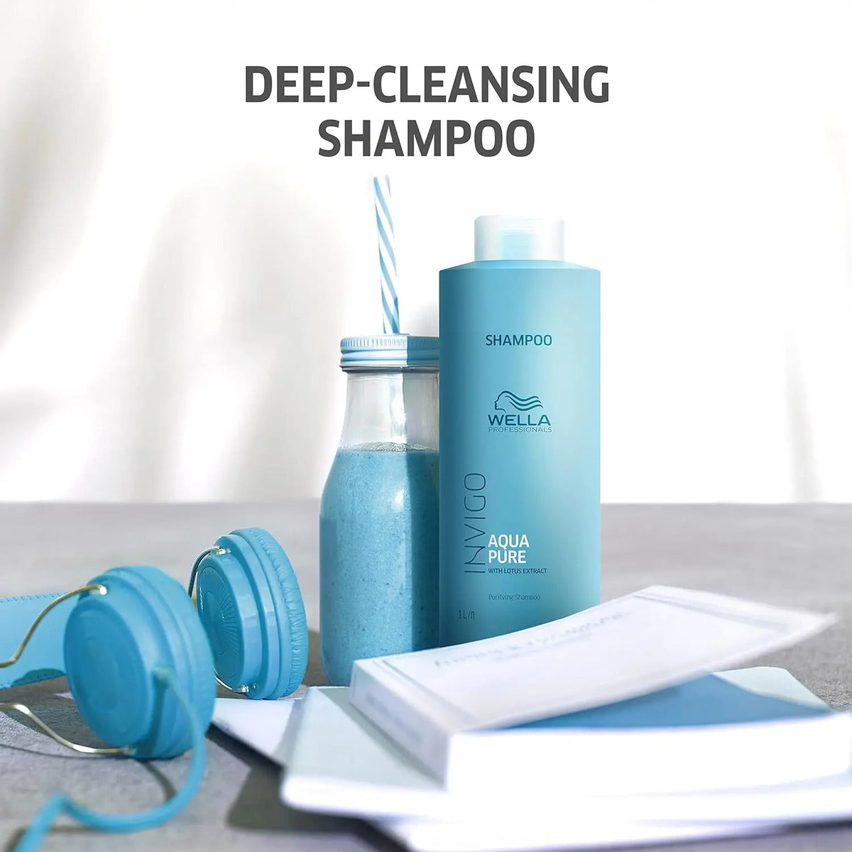 Shampoo Antiresiduos Wella Invigo Aqua Pure 1000ml Limpieza Profunda Profesional
