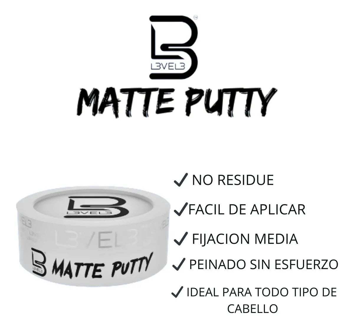 Cera Matte Putty Level 3 - Fijación Fuerte y Acabado Mate Natural 150ml