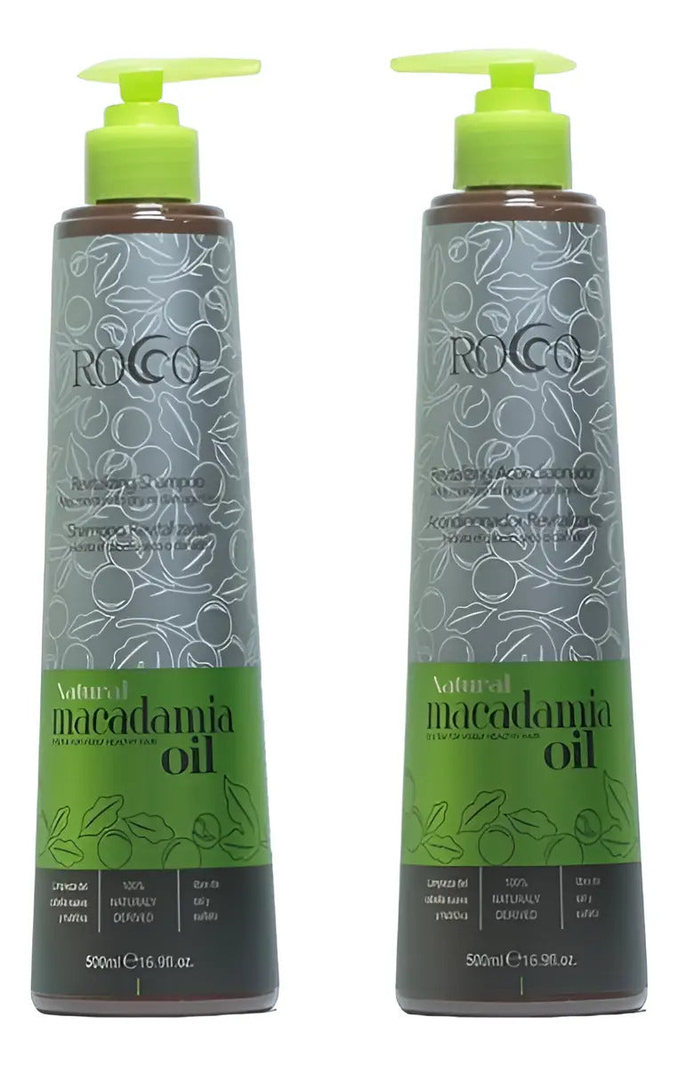 Pack Rocco Macadamia Oil 500ml - Shampoo y Acondicionador Reparación Total