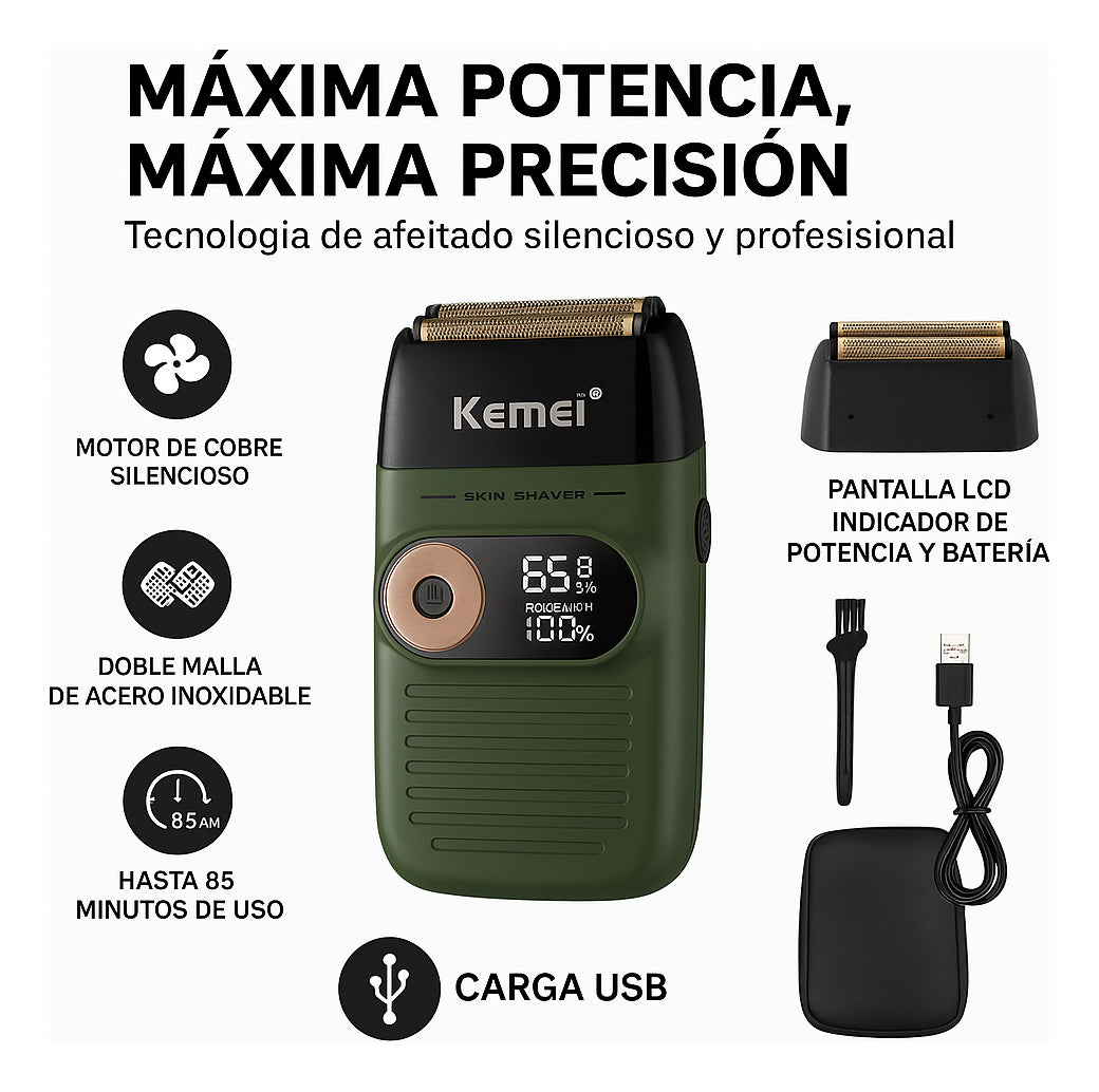 Afeitadora Profesional Kemei KM-2026: Rasuradora Dual con Pantalla LCD