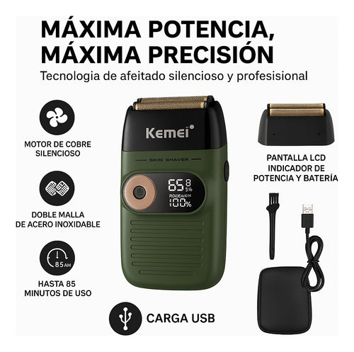 Afeitadora Profesional Kemei KM-2026: Rasuradora Dual con Pantalla LCD
