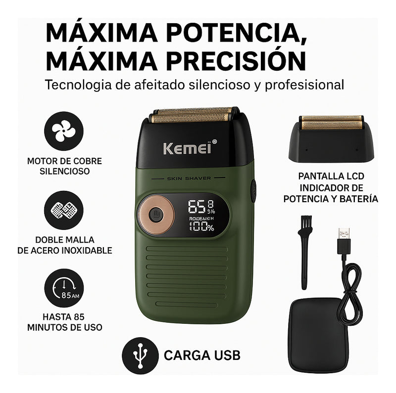Afeitadora Profesional Kemei KM-2026: Rasuradora Dual con Pantalla LCD