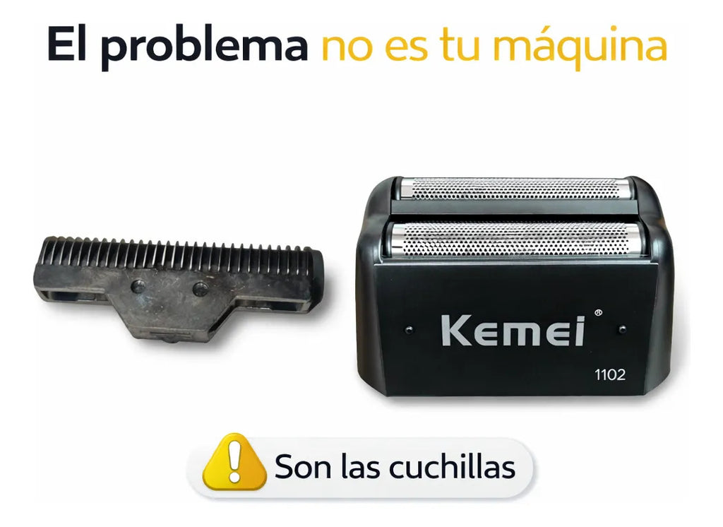 Cabezal Kemei Shaver 1102 Repuesto Cuchillas Corte Preciso Barbería