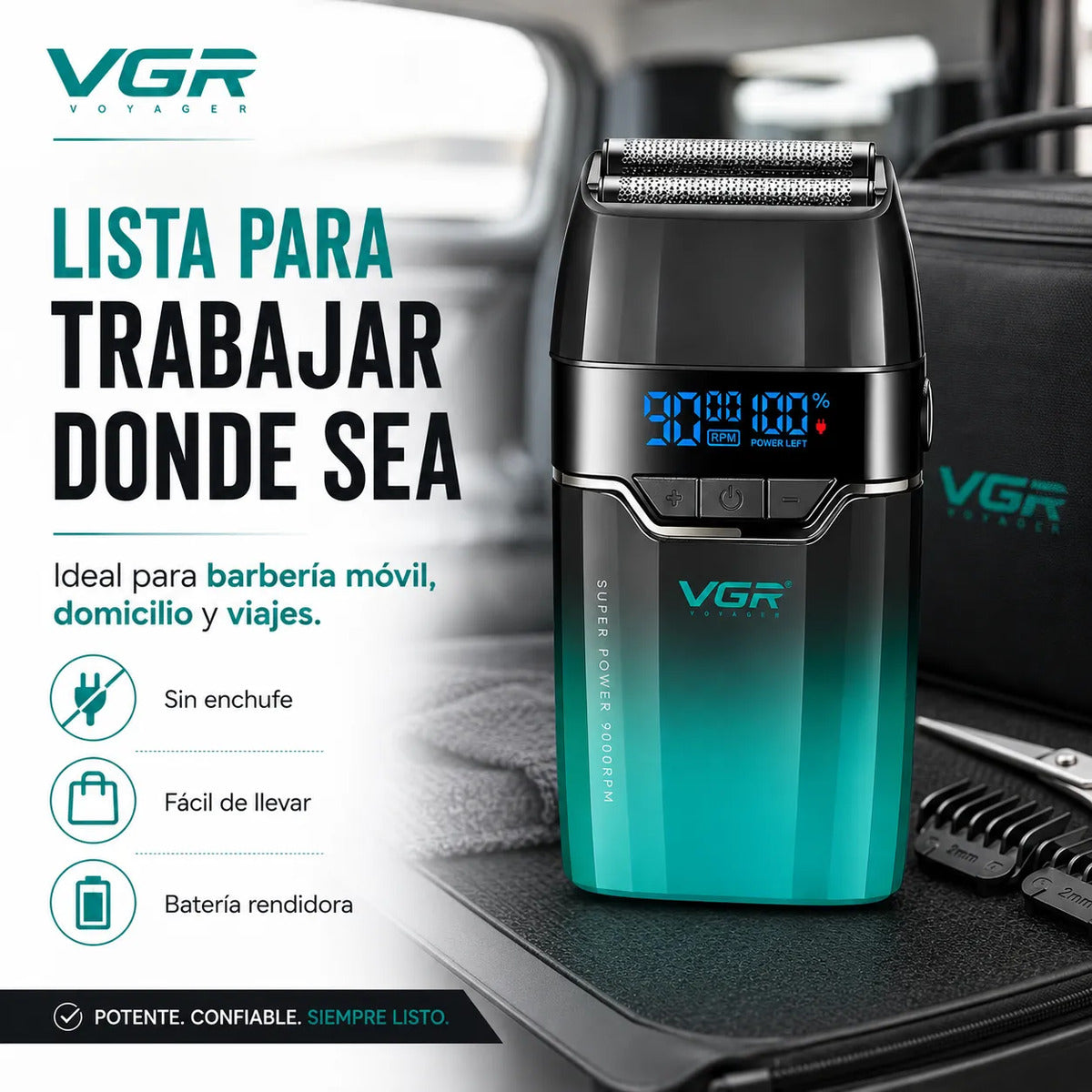 Afeitadora Vgr Barba Carga Rápida Shaver 9000 Rpm - V-308