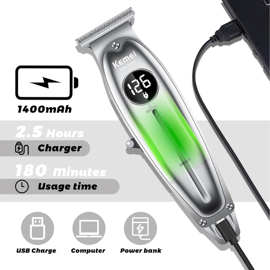 Kit de Barbería Profesional Kemei: Clipper 1986 + Trimmer i32S + Shaver TX1