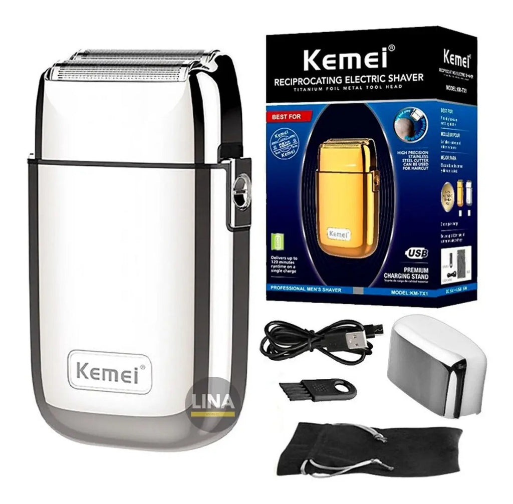 Afeitadora Profesional Kemei Metálica: Shaver Inalámbrica con Red Flotante 3D