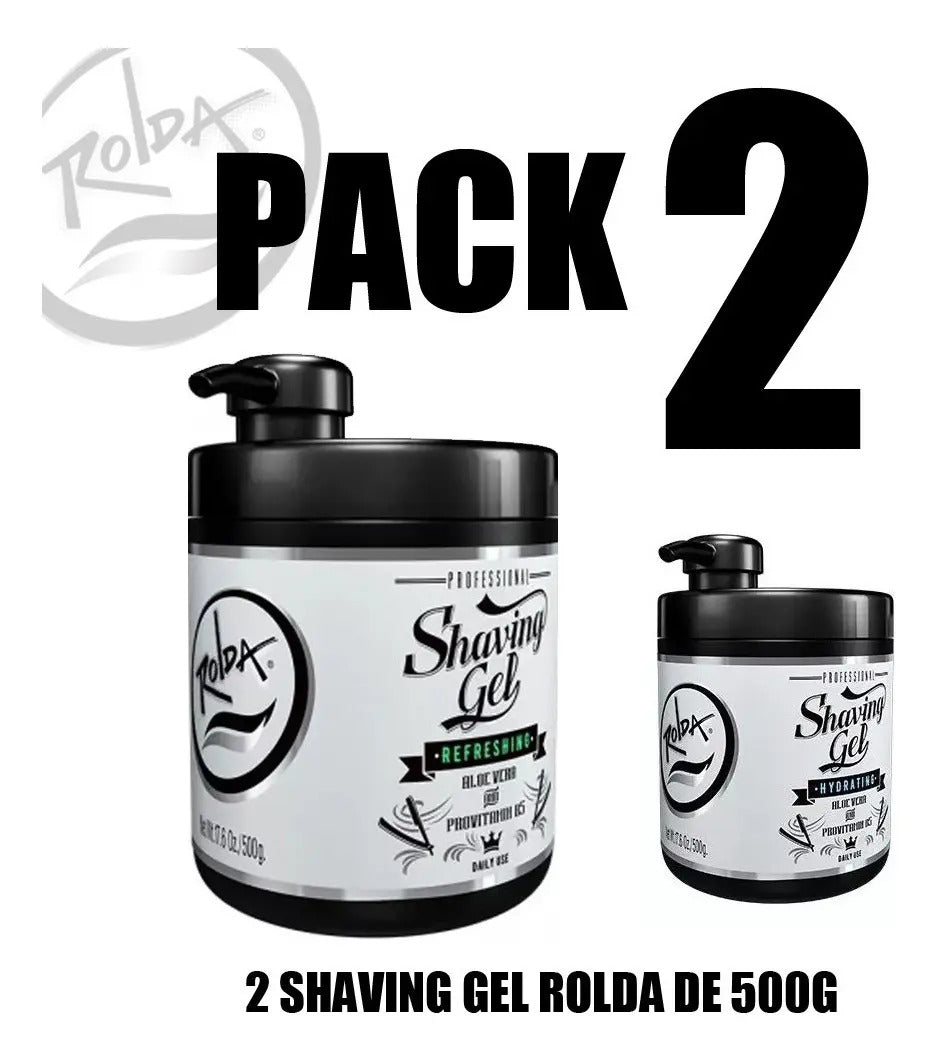 Pack de 2 Shaving Gel Rolda 500g - Gel de Afeitar Transparente con Aloe Vera