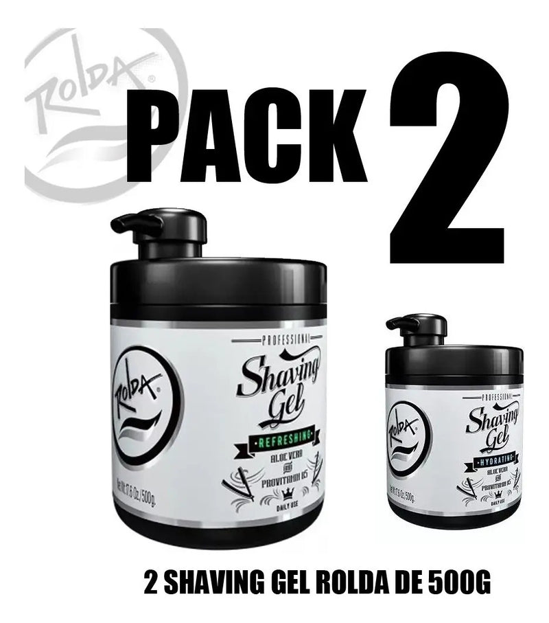 Pack de 2 Shaving Gel Rolda 500g - Gel de Afeitar Transparente con Aloe Vera