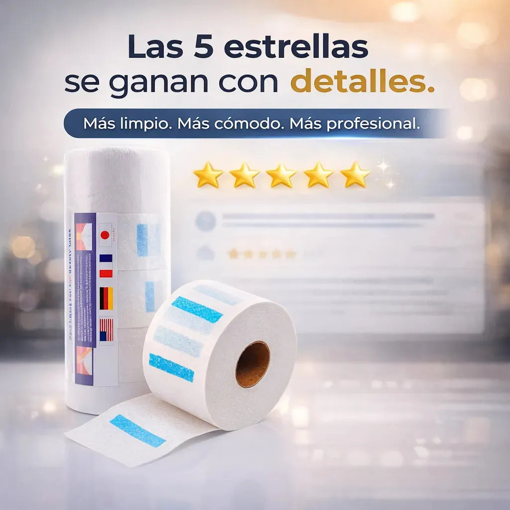 Papel De Cuello Barbería Higiene Profesional Adhesivo 5 Unid