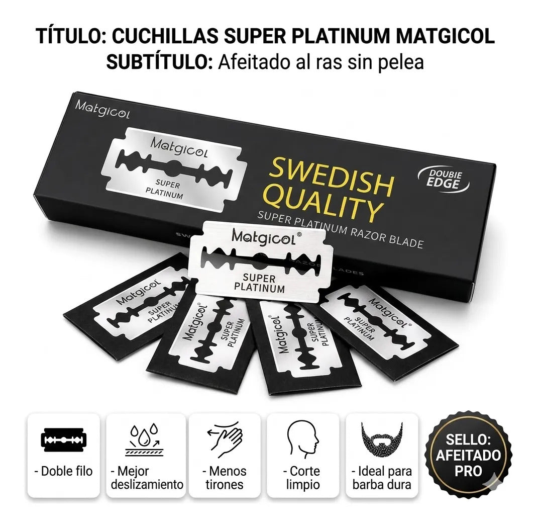 Cuchillas Afeitar Doble Filo Corte Limpio Acero Inoxidable