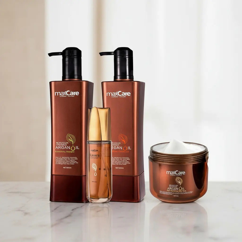 Kit de Cuidado Capilar Max Care Argan Oil - Shampoo + Acondicionador + Crema