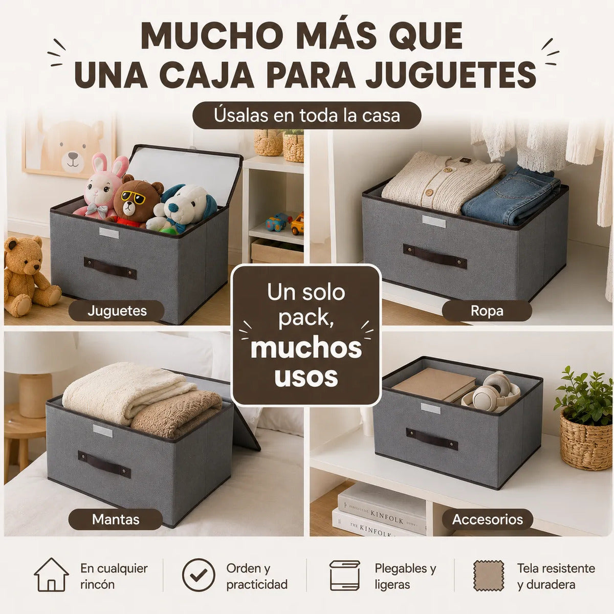 Cajas Organizadoras Plegables Pack 4 Closet Ropa Accesorios