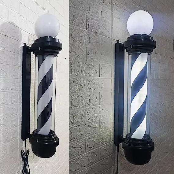 Poste de Barbería Profesional Giratorio 88cm - Luz LED Tricolor Clásica