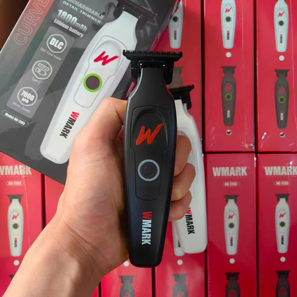 Trimmer Profesional Wmark NG-7203 | Patillera Recargable 7000 RPM con Cuchilla DLC