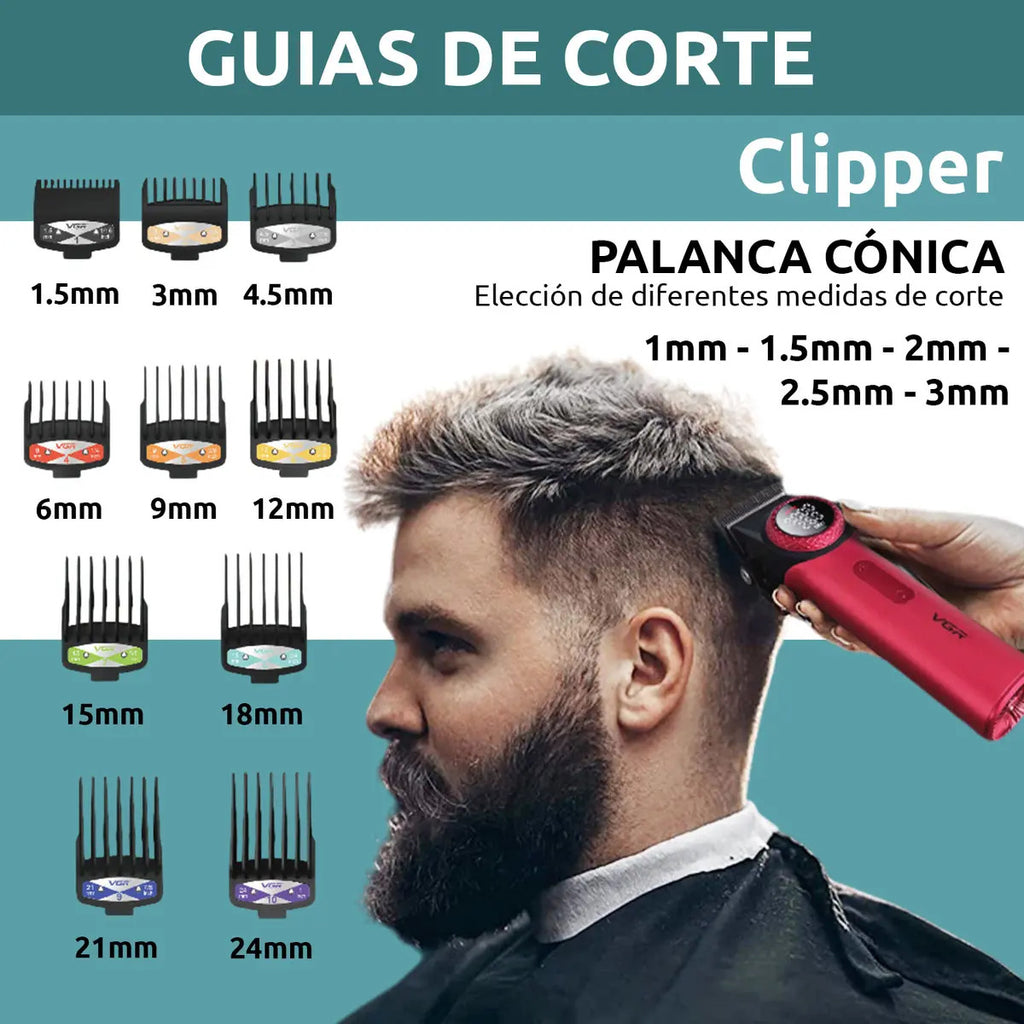 Máquina VGR V-001 Clipper Profesional 9000 RPM Base de Carga 220V