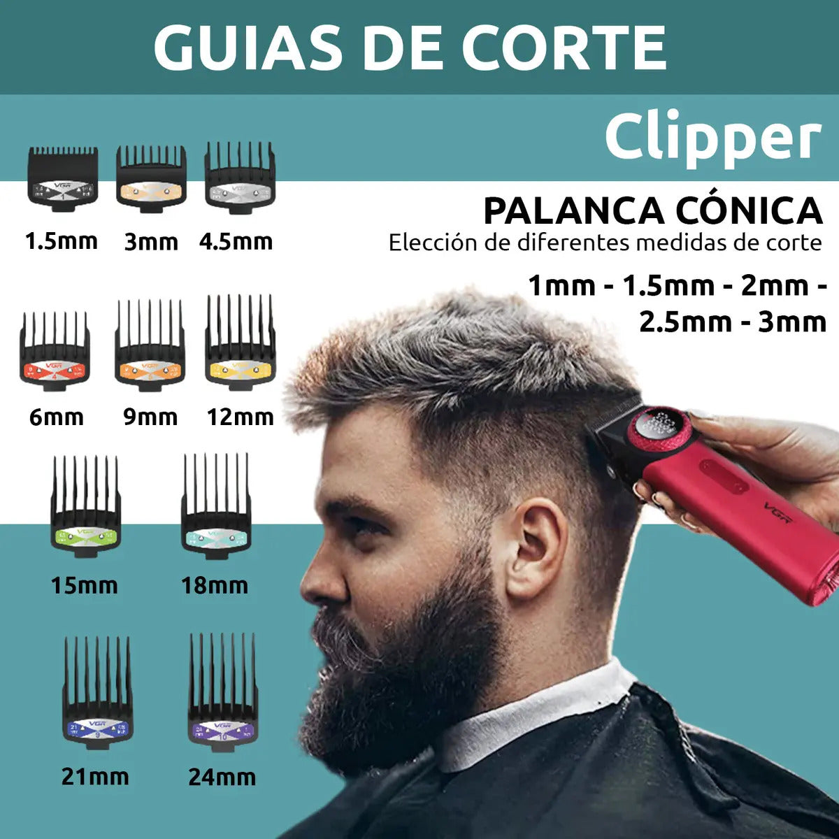 Máquina VGR V-001 Clipper Profesional 9000 RPM Base de Carga 220V