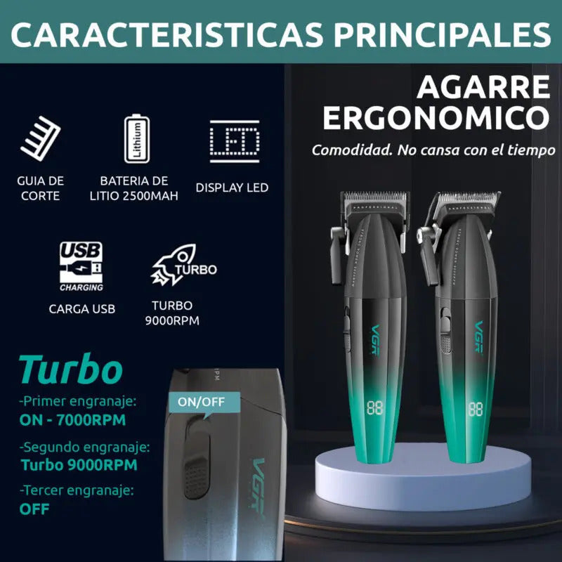 Máquina VGR V-003 Cortadora de Pelo Profesional Inalámbrica Portátil