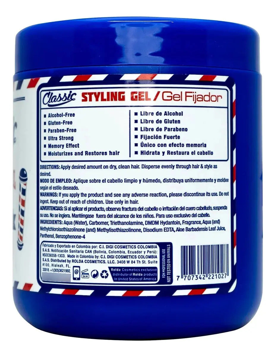 Gel Fijador Rolda Classic 500g - Fijación Fuerte y Efecto Húmedo