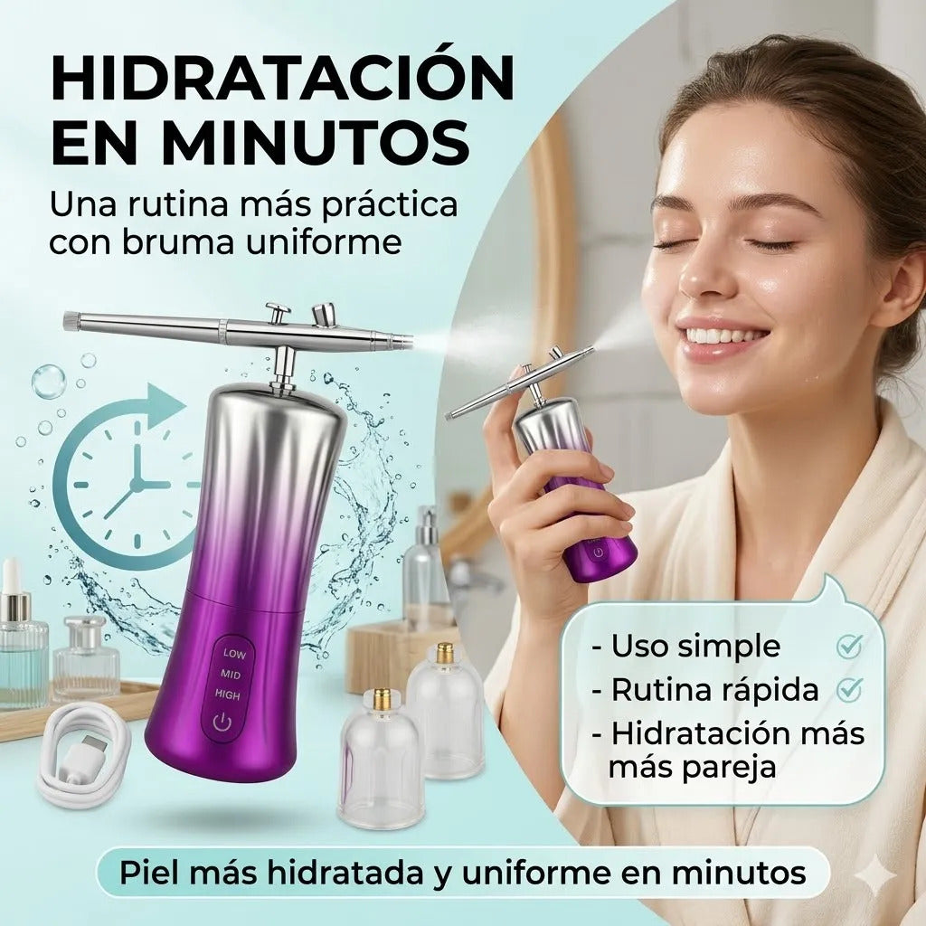 Pistola Aerógrafo Facial Recargable Bruma Fina 3 Niveles
