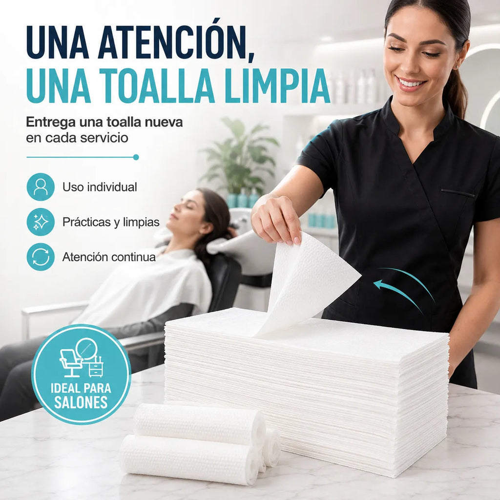 Pack 100 Toallas Desechables Para Cabello Uso Profesional